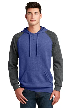 District Herren Fleece Kapuzenpullover mit Kangaroo-Tasche - Meliertes Tiefkönigsblau/Grau