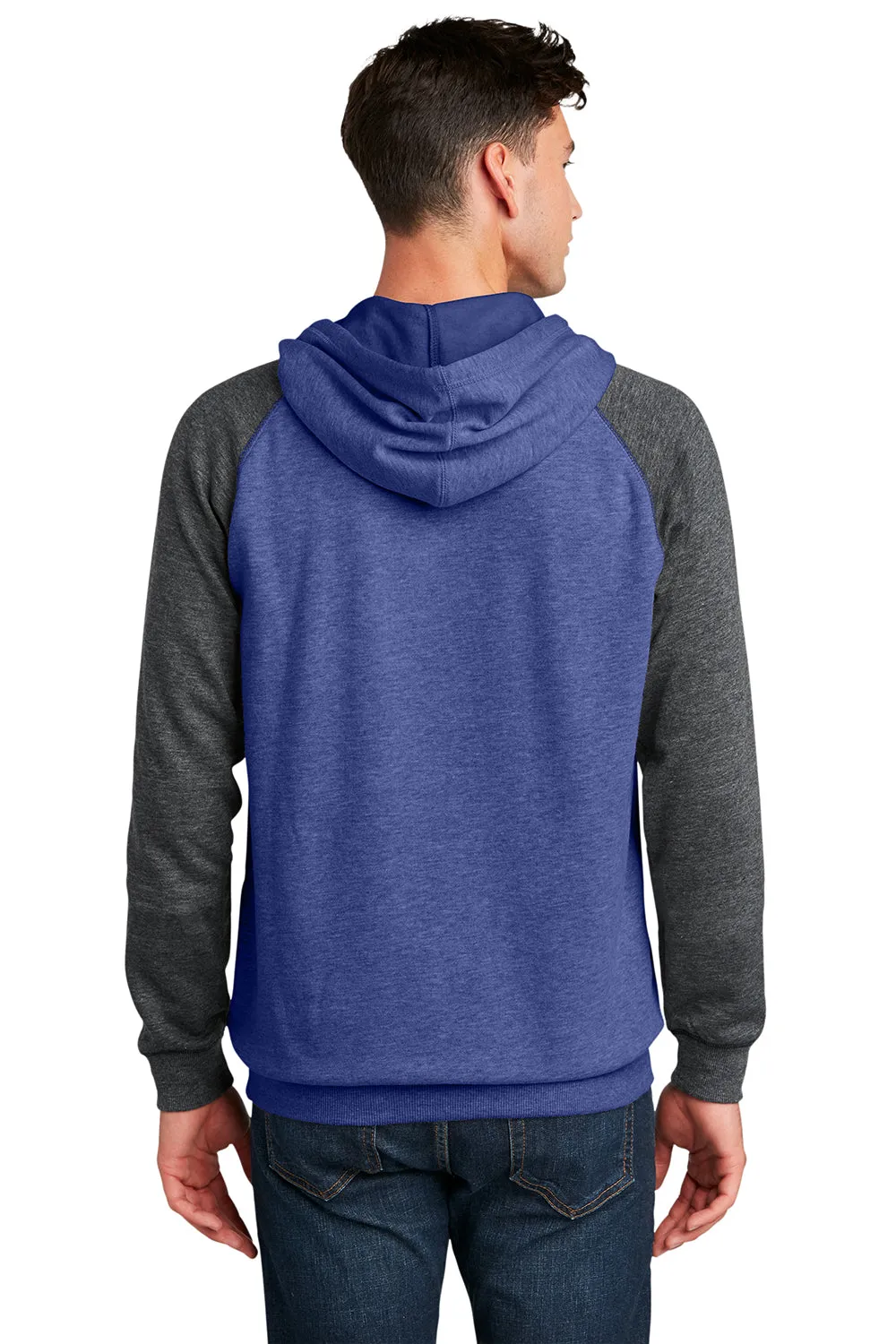 District Herren Fleece Kapuzenpullover mit Kangaroo-Tasche - Meliertes Tiefkönigsblau/Grau