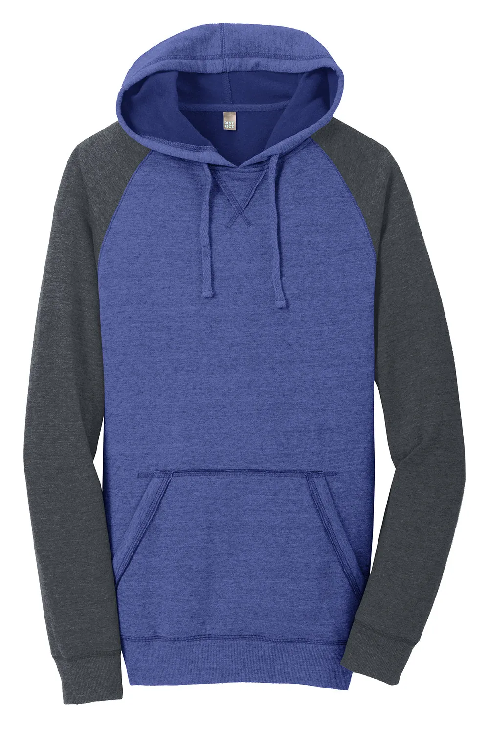 District Herren Fleece Kapuzenpullover mit Kangaroo-Tasche - Meliertes Tiefkönigsblau/Grau
