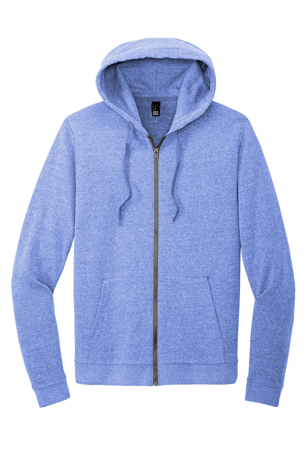 District Herren Perfekt Tri Fleece Full Zip Kapuzenpullover Hoodie mit Taschen - Royal Blue Frost
