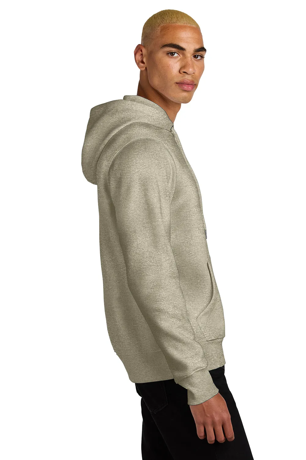 District Herren Perfektes Gewicht Fleece Kapuzenpullover Hoodie mit Beuteltasche - Heather Latte Braun