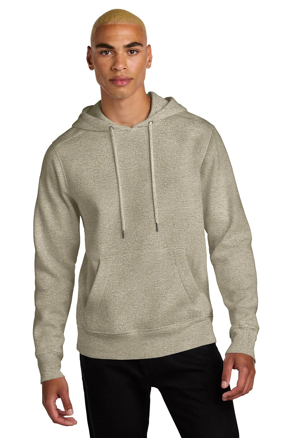 District Herren Perfektes Gewicht Fleece Kapuzenpullover Hoodie mit Beuteltasche - Heather Latte Braun