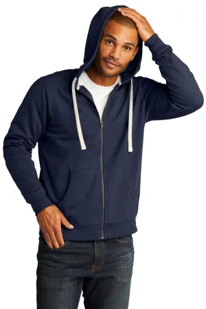 District Mens Re-Fleece Full-Zip Kapuzenpullover mit Taschen - Echt Marineblau