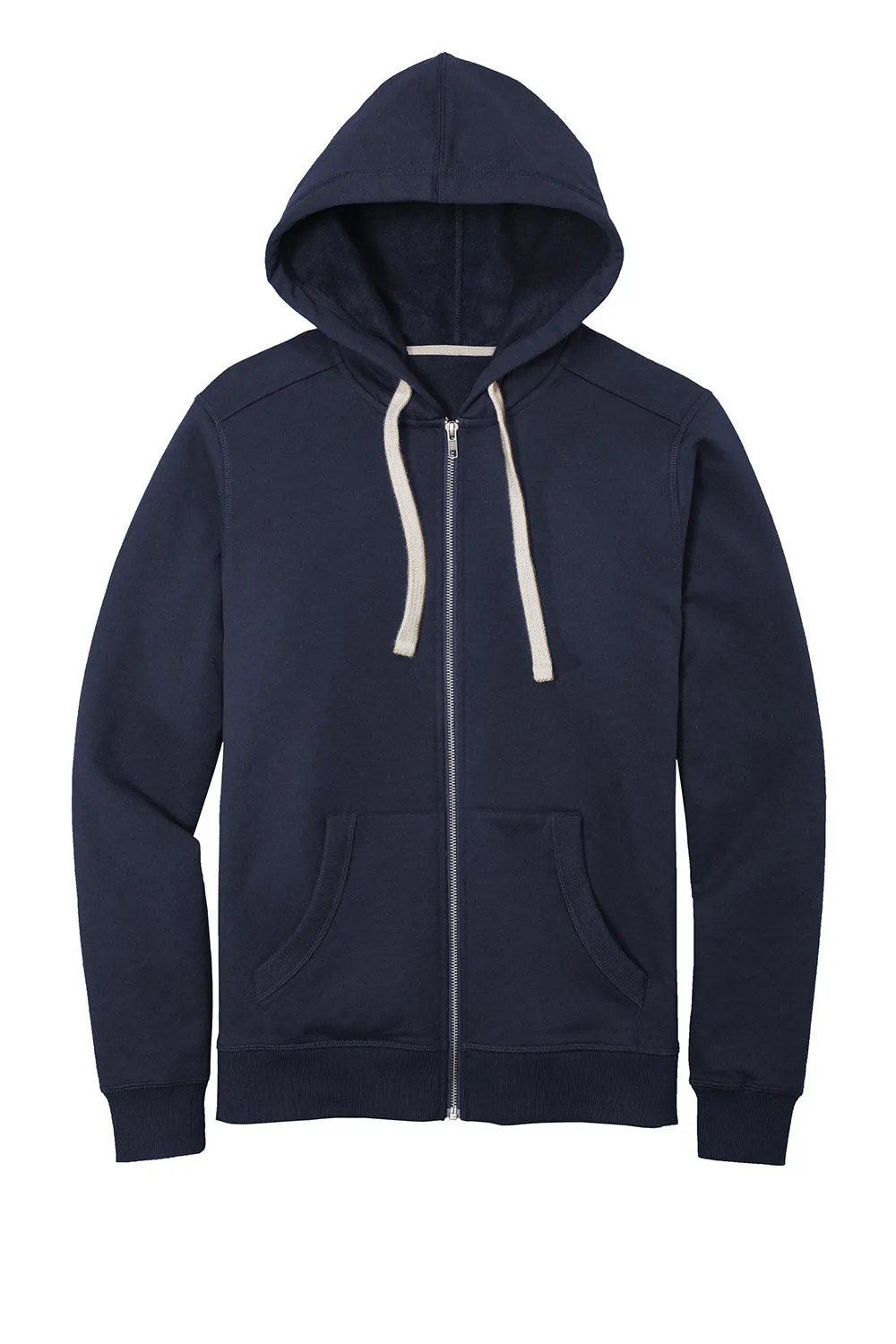 District Mens Re-Fleece Full-Zip Kapuzenpullover mit Taschen - Echt Marineblau