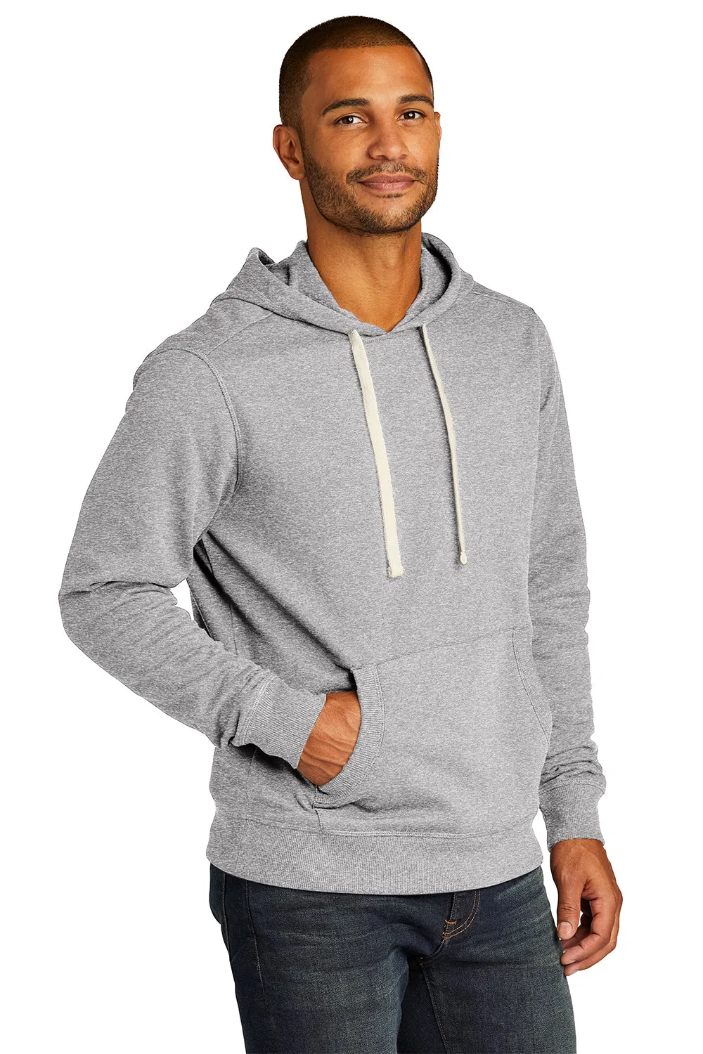 District Mens Re-Fleece Kapuzenpullover mit Kangaroo-Tasche - Heather Hellgrau