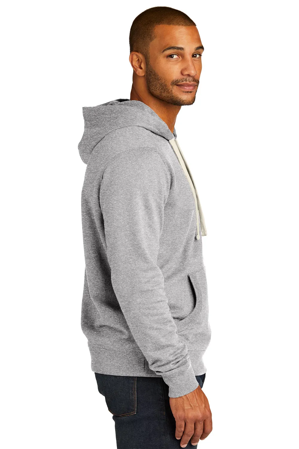 District Mens Re-Fleece Kapuzenpullover mit Kangaroo-Tasche - Heather Hellgrau