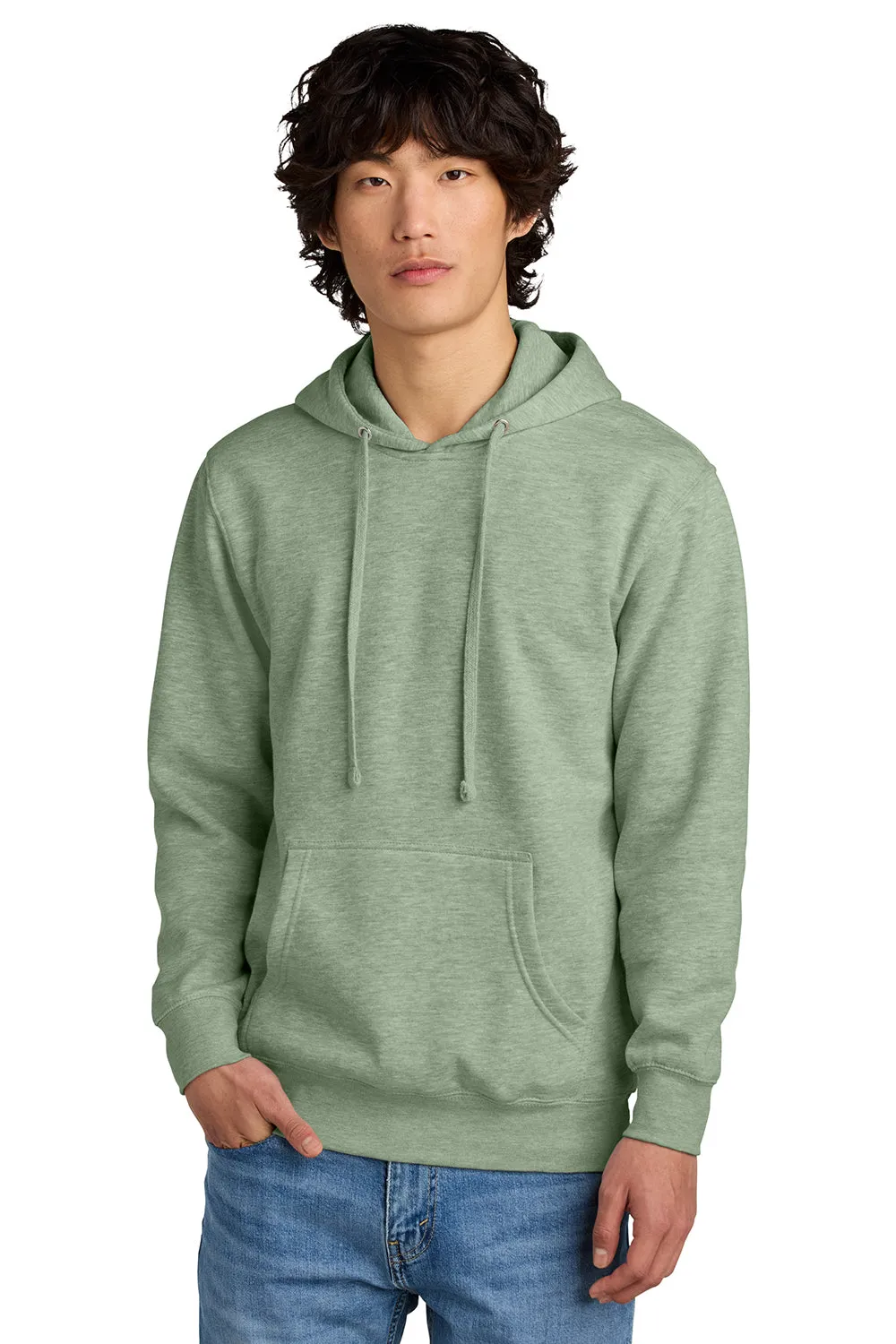 District Herren Sehr Wichtiger Fleece Kapuzenpullover Hoodie mit Kangaroo-Tasche - Heather Staubiger Salbei