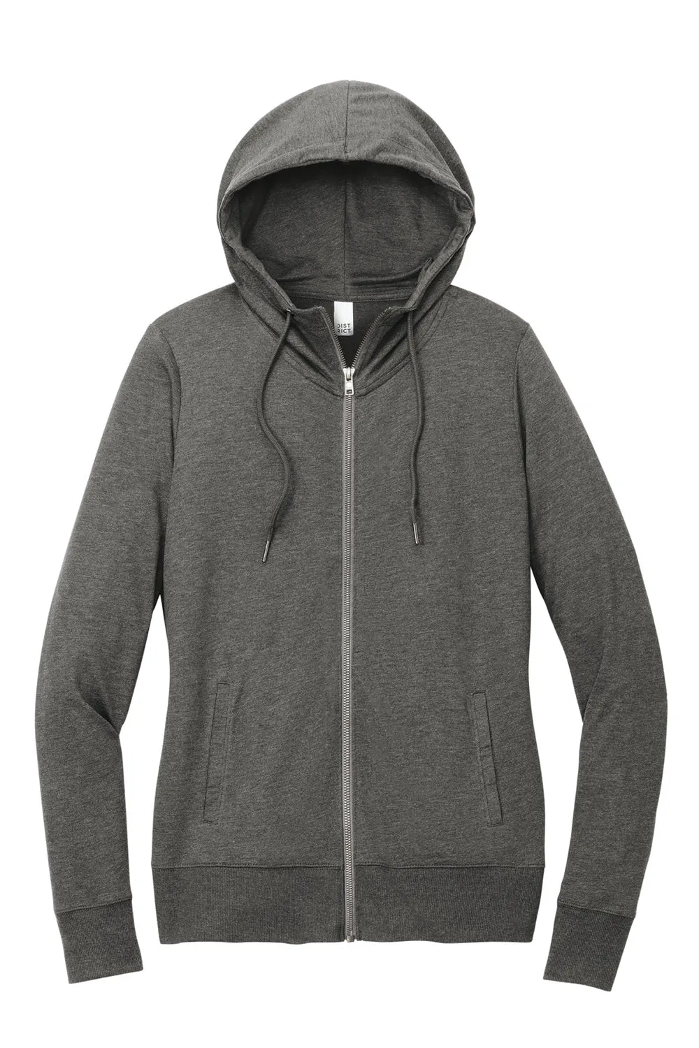 Damen French Terry Kapuzenpullover mit Reißverschluss und Taschen - Gewaschener Kohlegrau
