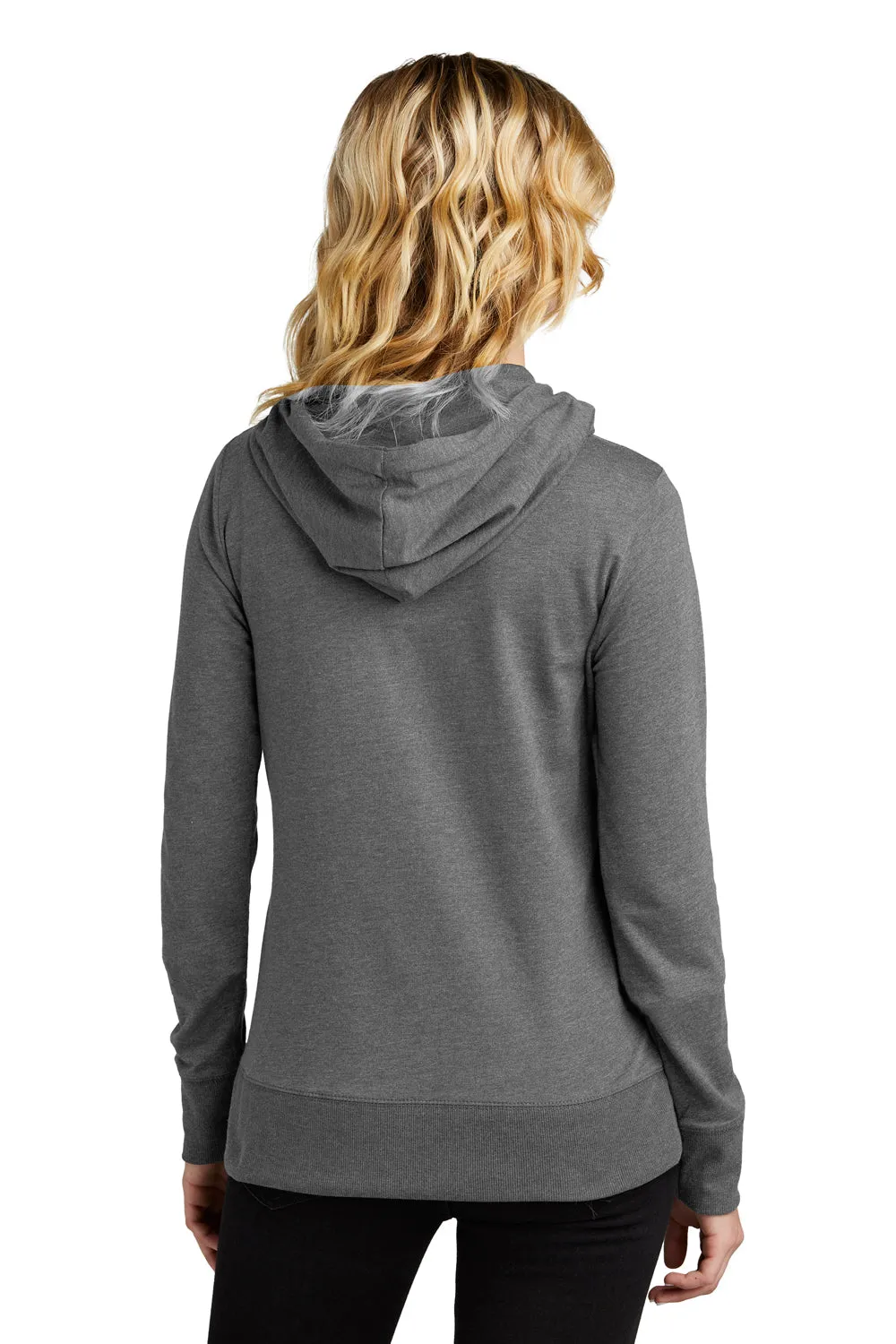 Damen French Terry Kapuzenpullover mit Reißverschluss und Taschen - Gewaschener Kohlegrau