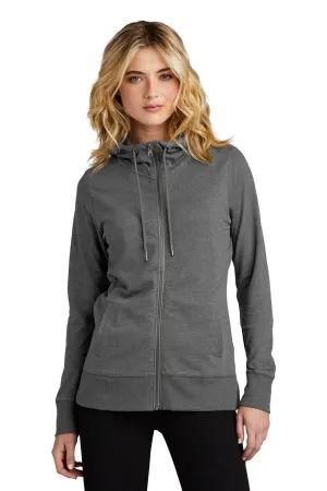 Damen French Terry Kapuzenpullover mit Reißverschluss und Taschen - Gewaschener Kohlegrau