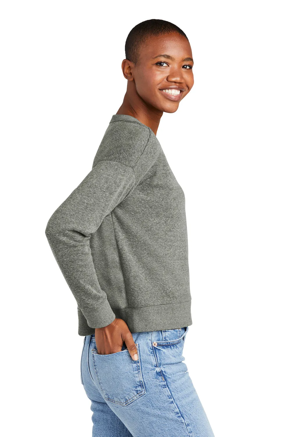 District Damen Perfektes Tri-Fleece V-Ausschnitt Sweatshirt - Heather Charcoal Grey