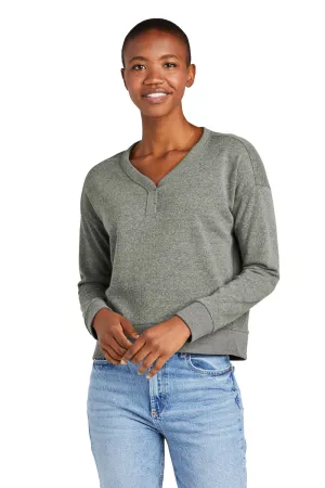 District Damen Perfektes Tri-Fleece V-Ausschnitt Sweatshirt - Heather Charcoal Grey