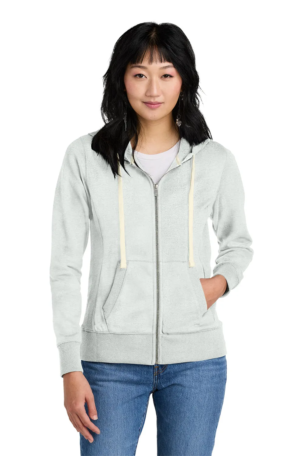 District Damen Re-Fleece Full-Zip Kapuzenpullover mit Taschen - Aschgrau
