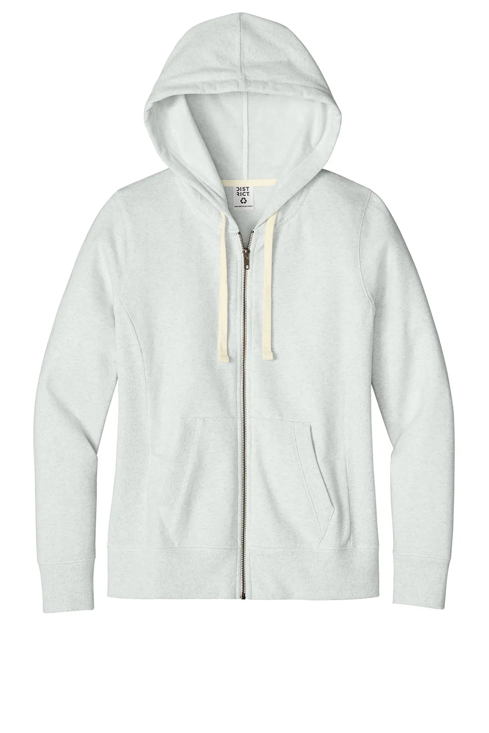District Damen Re-Fleece Full-Zip Kapuzenpullover mit Taschen - Aschgrau