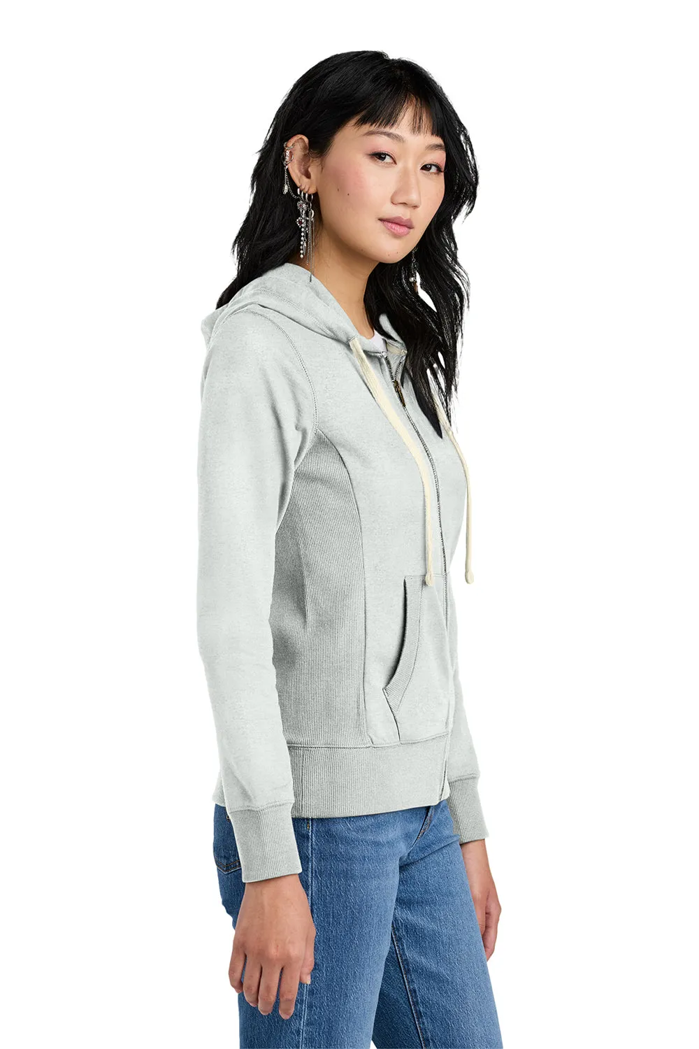 District Damen Re-Fleece Full-Zip Kapuzenpullover mit Taschen - Aschgrau