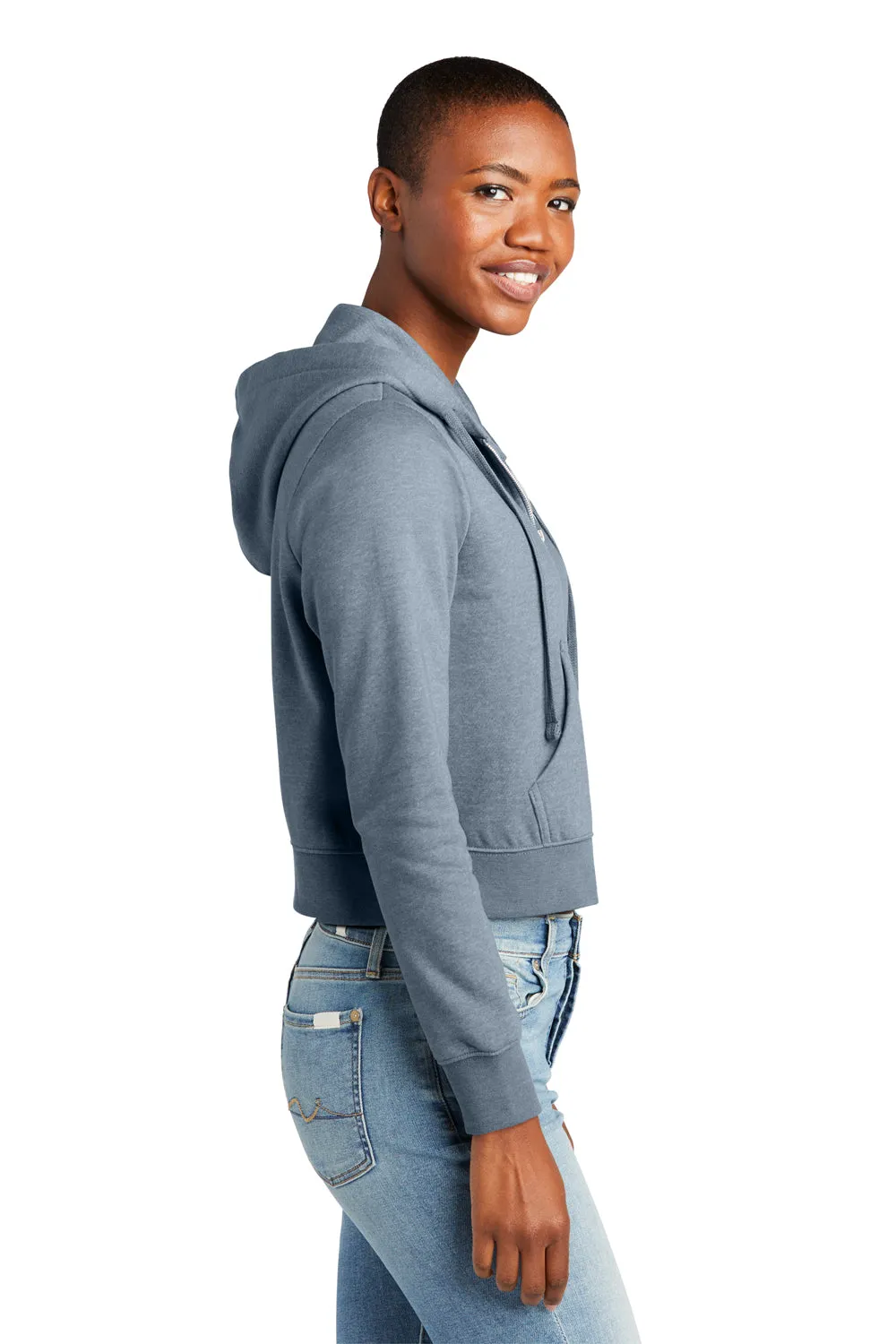 District Damen V.I.T. Fleece Full-Zip Kapuzenpullover mit Taschen - Heather Flint Blau