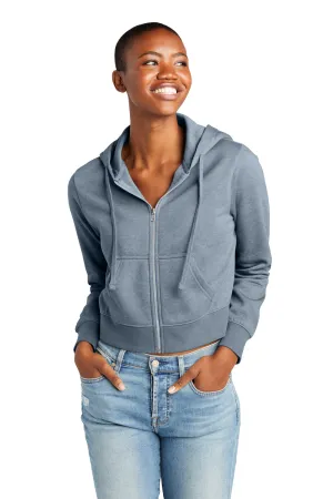 District Damen V.I.T. Fleece Full-Zip Kapuzenpullover mit Taschen - Heather Flint Blau