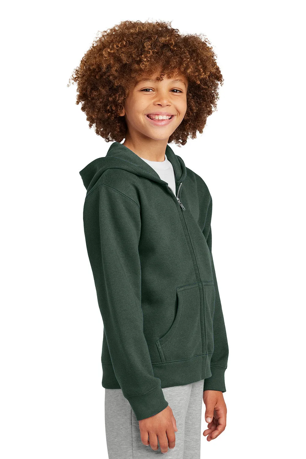 District Youth V.I.T. Fleece Full-Zip Kapuzenpullover mit Taschen - Waldgrün
