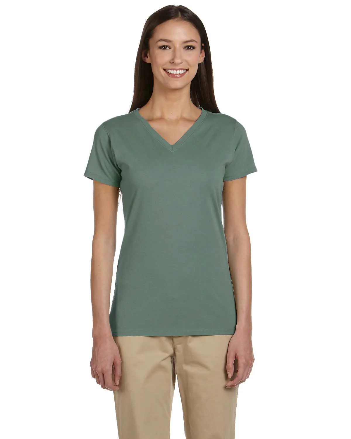 econscious EC3052 Damen 100% Bio-Baumwolle Kurzarm-T-Shirt mit V-Ausschnitt