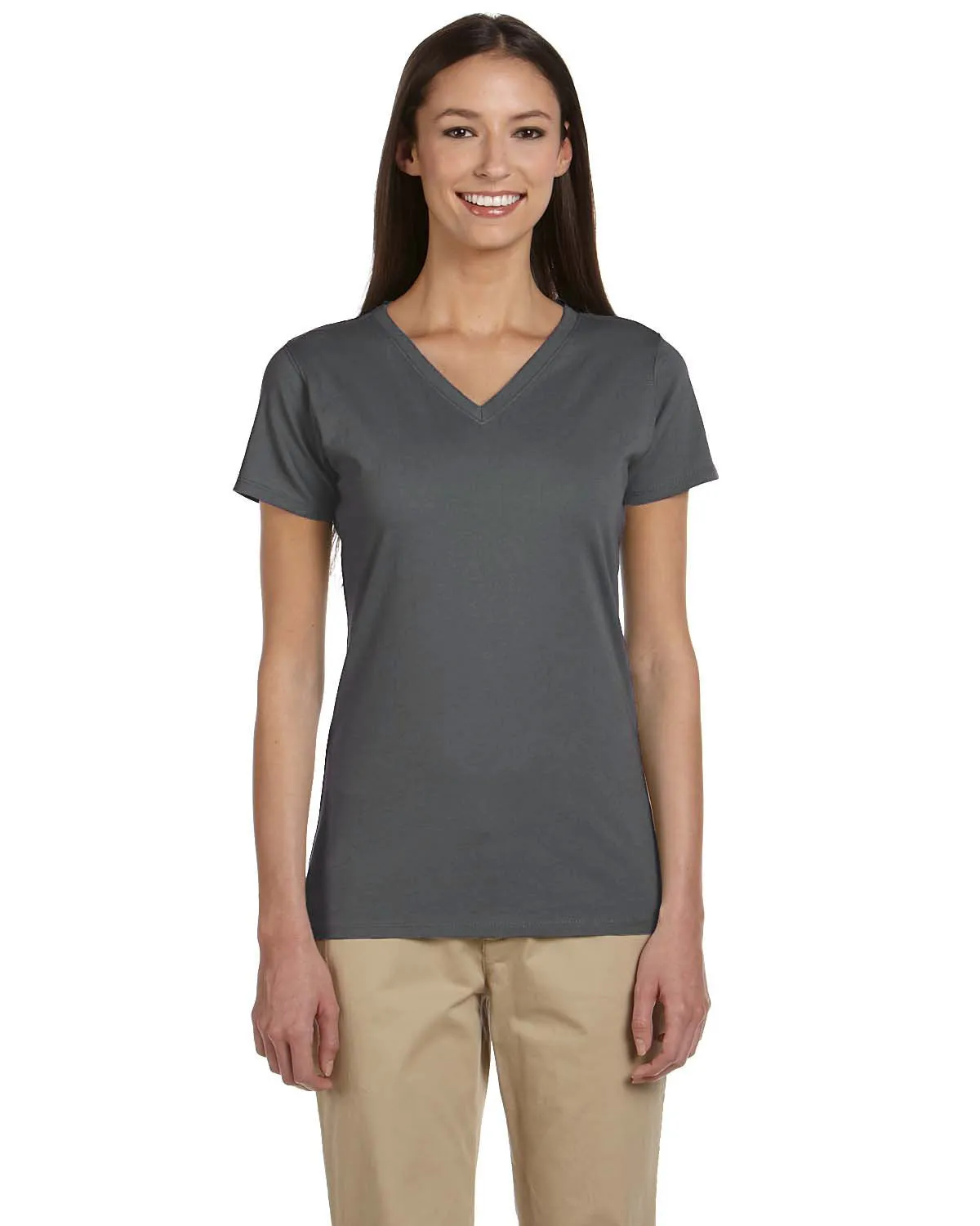 econscious EC3052 Damen 100% Bio-Baumwolle Kurzarm-T-Shirt mit V-Ausschnitt
