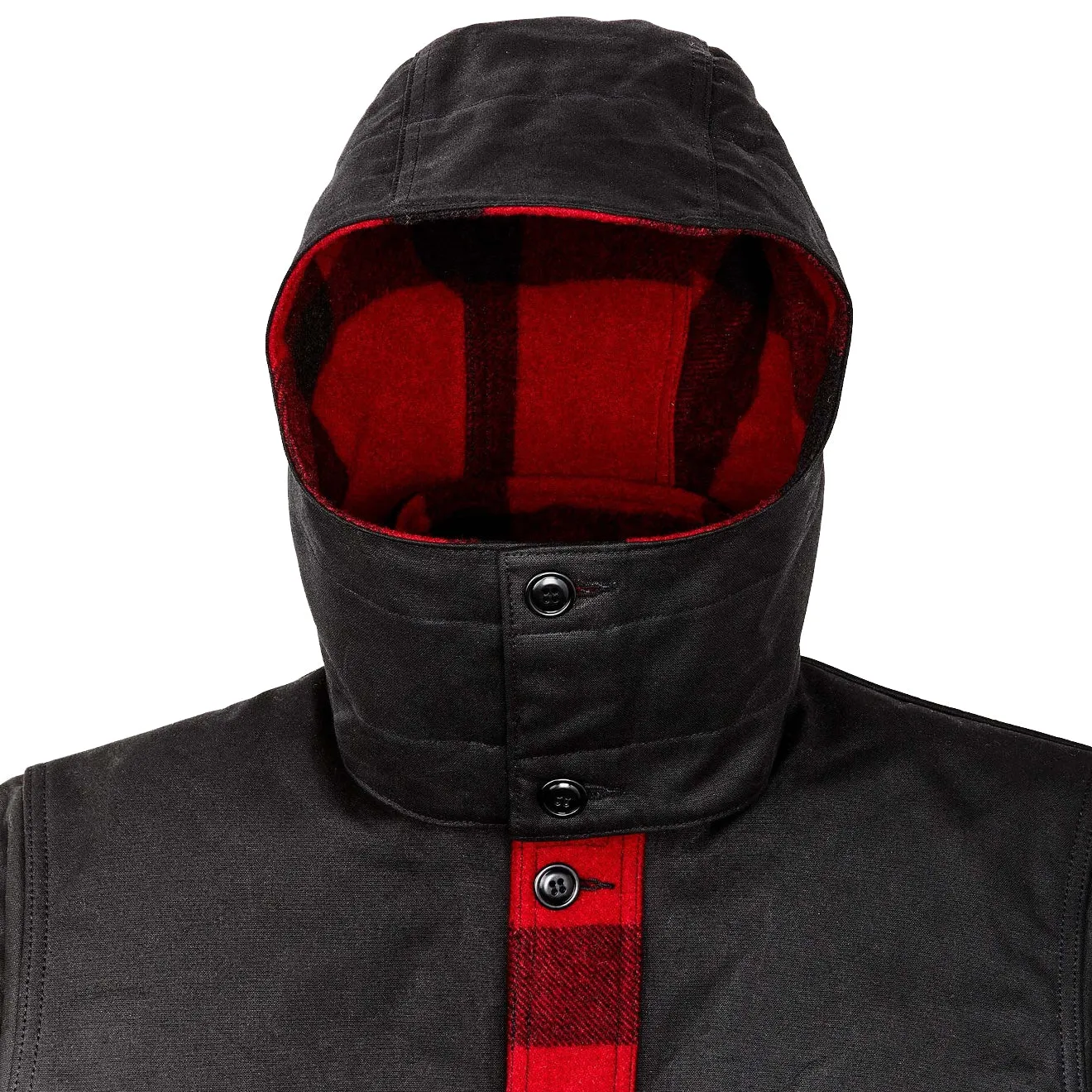 Filson Mackinaw Woll-Doppelmantel Rot Schwarz Klassisches Karo