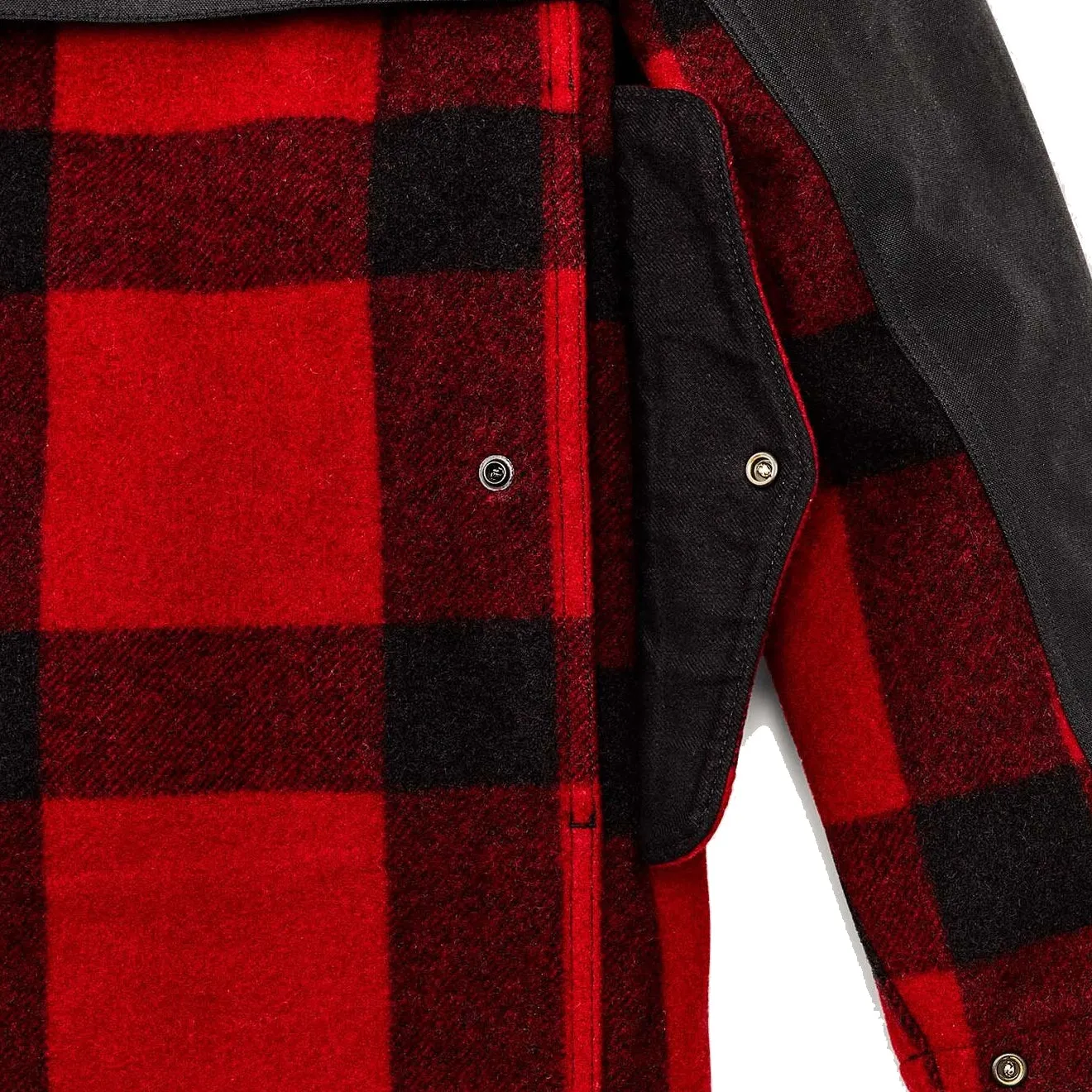 Filson Mackinaw Woll-Doppelmantel Rot Schwarz Klassisches Karo