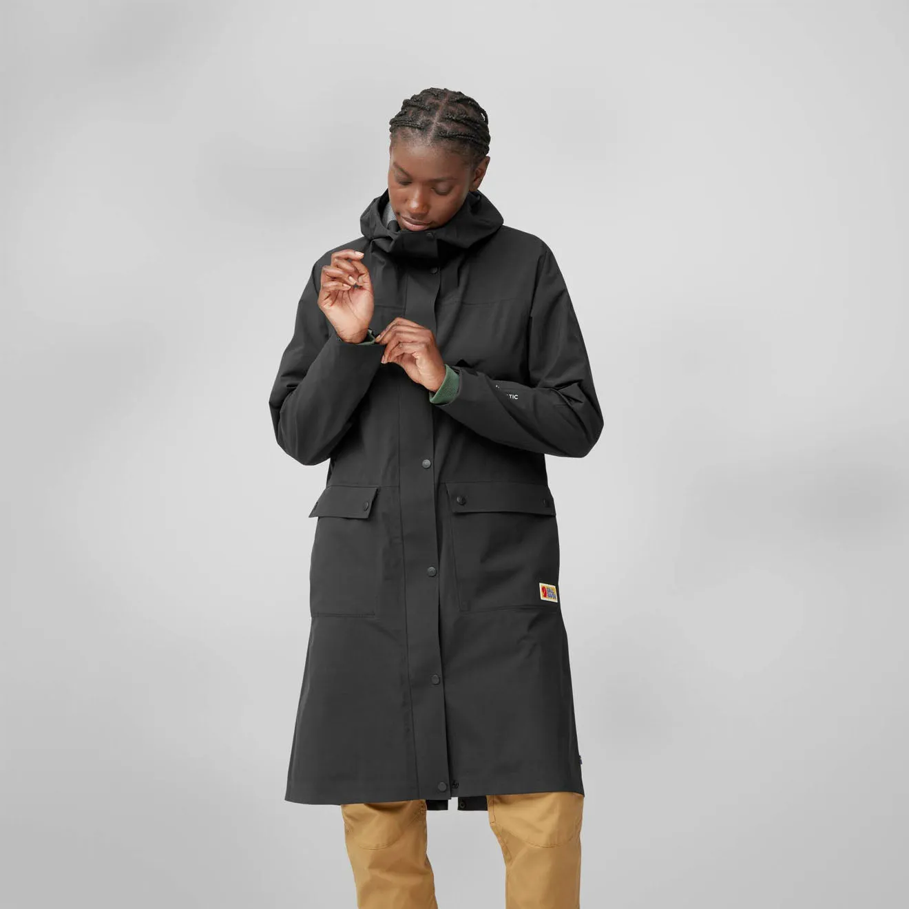 Fjallraven Damen Vardag Regenparka Schwarz