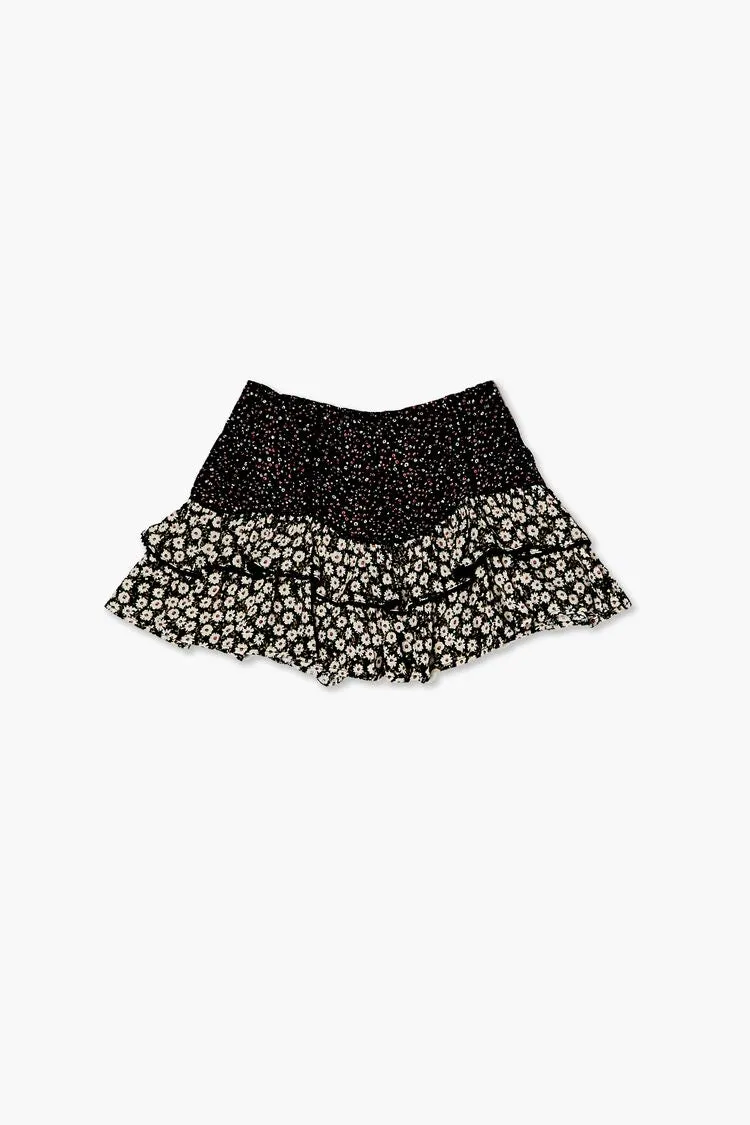 Forever 21 Mädchen Blumenmuster Rock (Kinder) Schwarz/Mehrfarbig Forever 21
