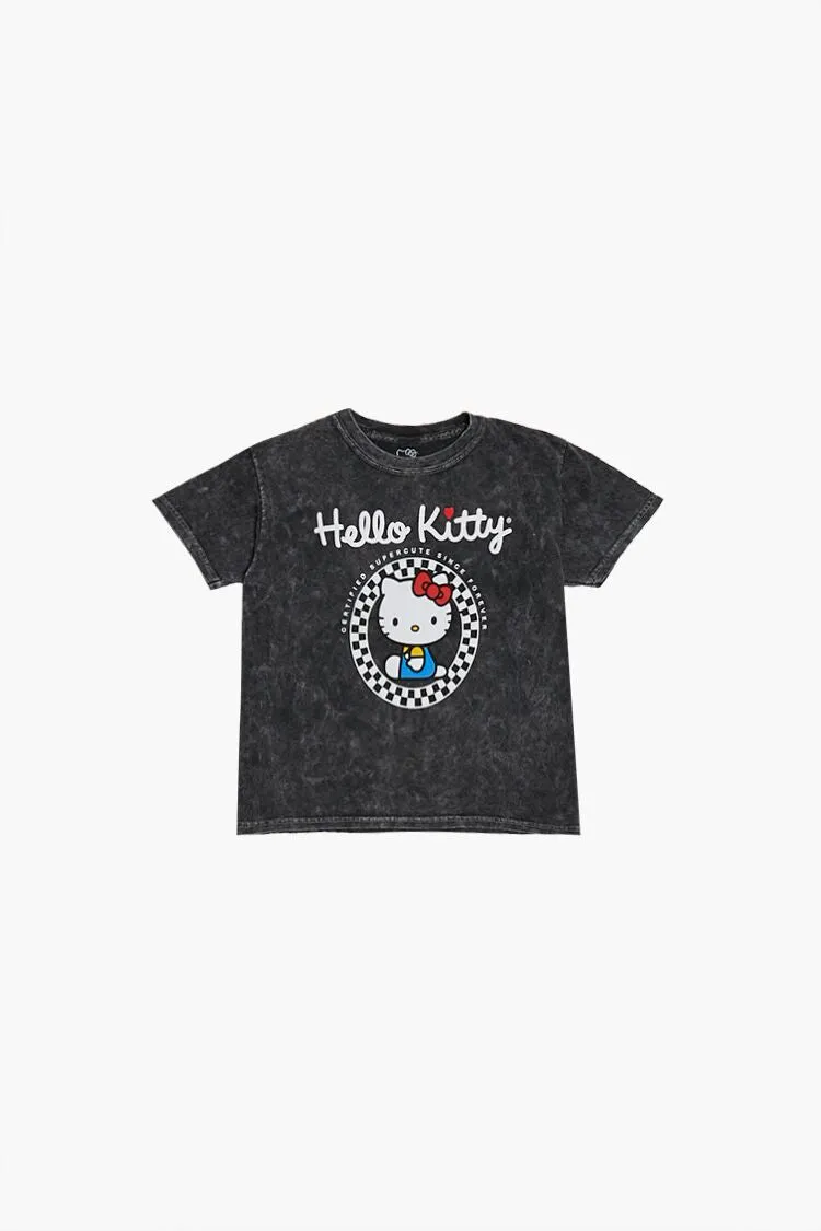 Forever 21 Mädchen Hello Kitty Grafik T-Shirt (Kinder) Anthrazit/Mehrfarbig Forever 21