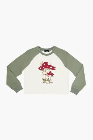 Forever 21 Mädchen Raglan Pilz Grafik T-Shirt (Kinder) Grün/Mehrfarbig Forever 21