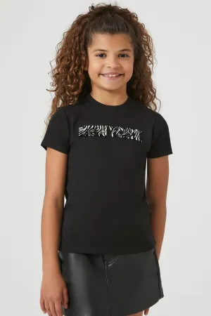Forever 21 Girls Zebra New York T-Shirt (Kinder) Schwarz/Mehrfarbig Forever 21