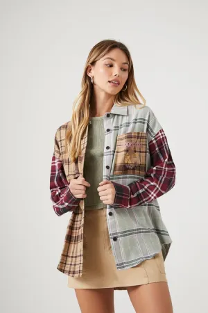 Forever 21 Damen Flanellhemd im Woodstock-Karo-Muster Braun/Mehrfarbig Forever 21