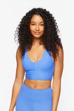 Forever 21 Damen Rippen-Ausschnitt Sport-BH Royal Forever 21
