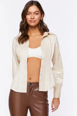 Forever 21 Damen Satin Abgenähtes Hemd Champagner Forever 21