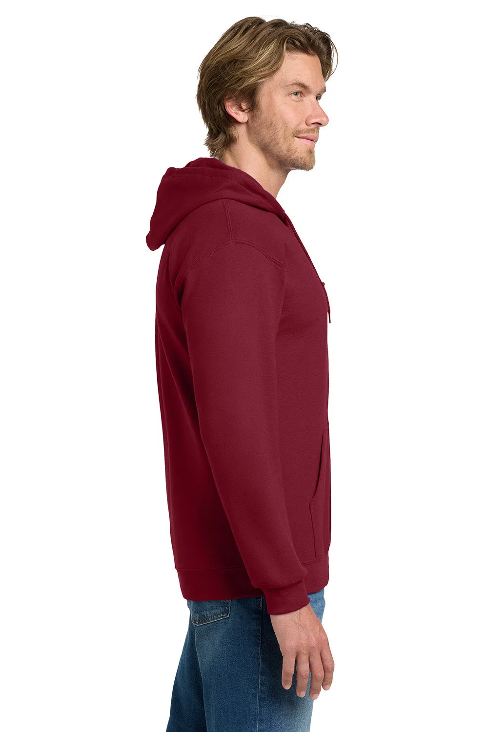 Gildan Herren Pullover mit Kapuze, pillenresistent, vollständig mit Reißverschluss und Taschen - Kardinalrot