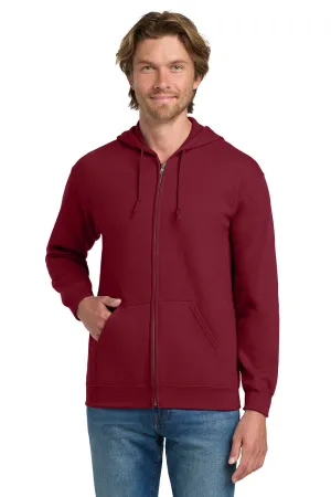 Gildan Herren Pullover mit Kapuze, pillenresistent, vollständig mit Reißverschluss und Taschen - Kardinalrot