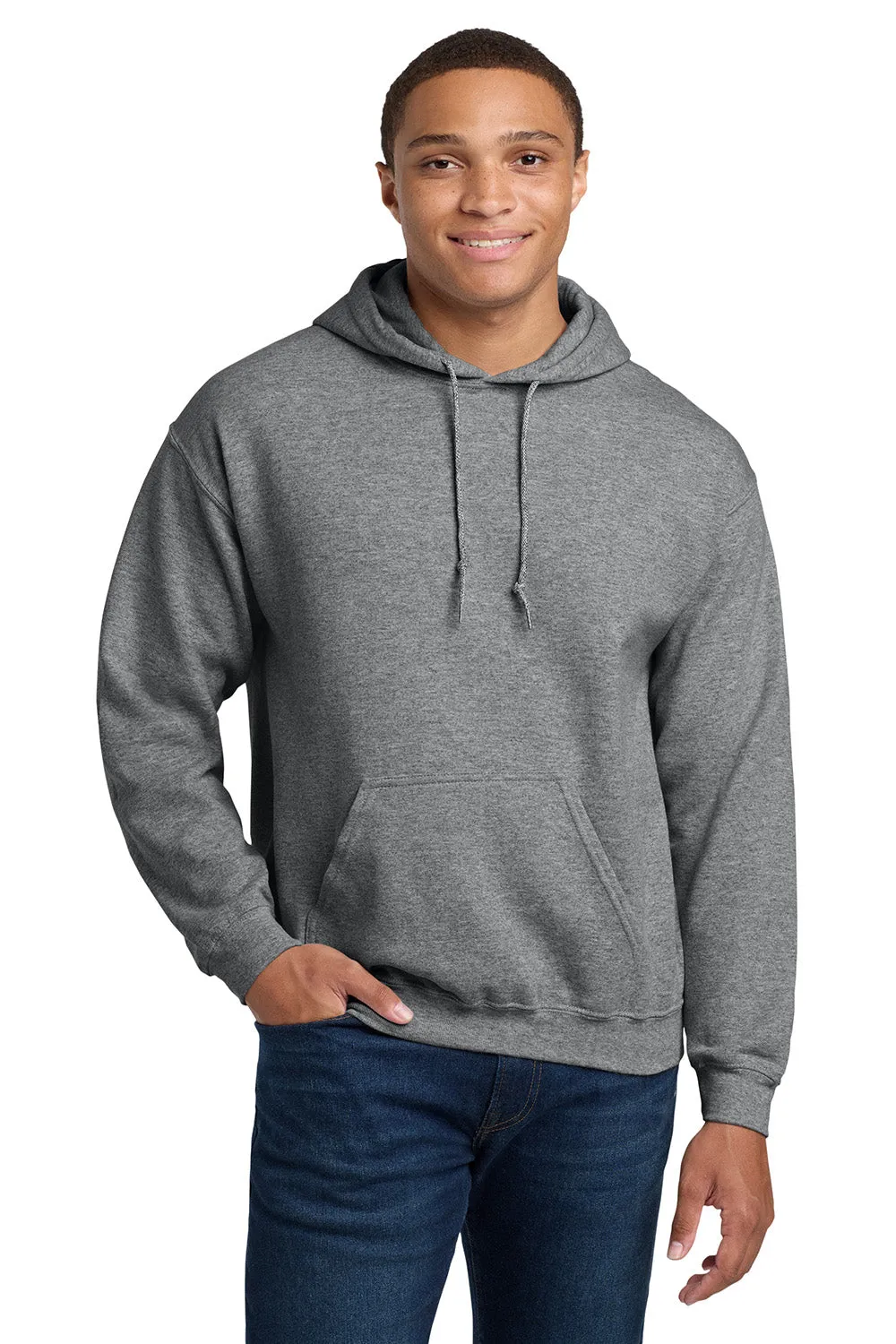 Gildan Herren Kapuzenpullover mit pillenresistentem Material und Beuteltasche - Heather Graphitgrau