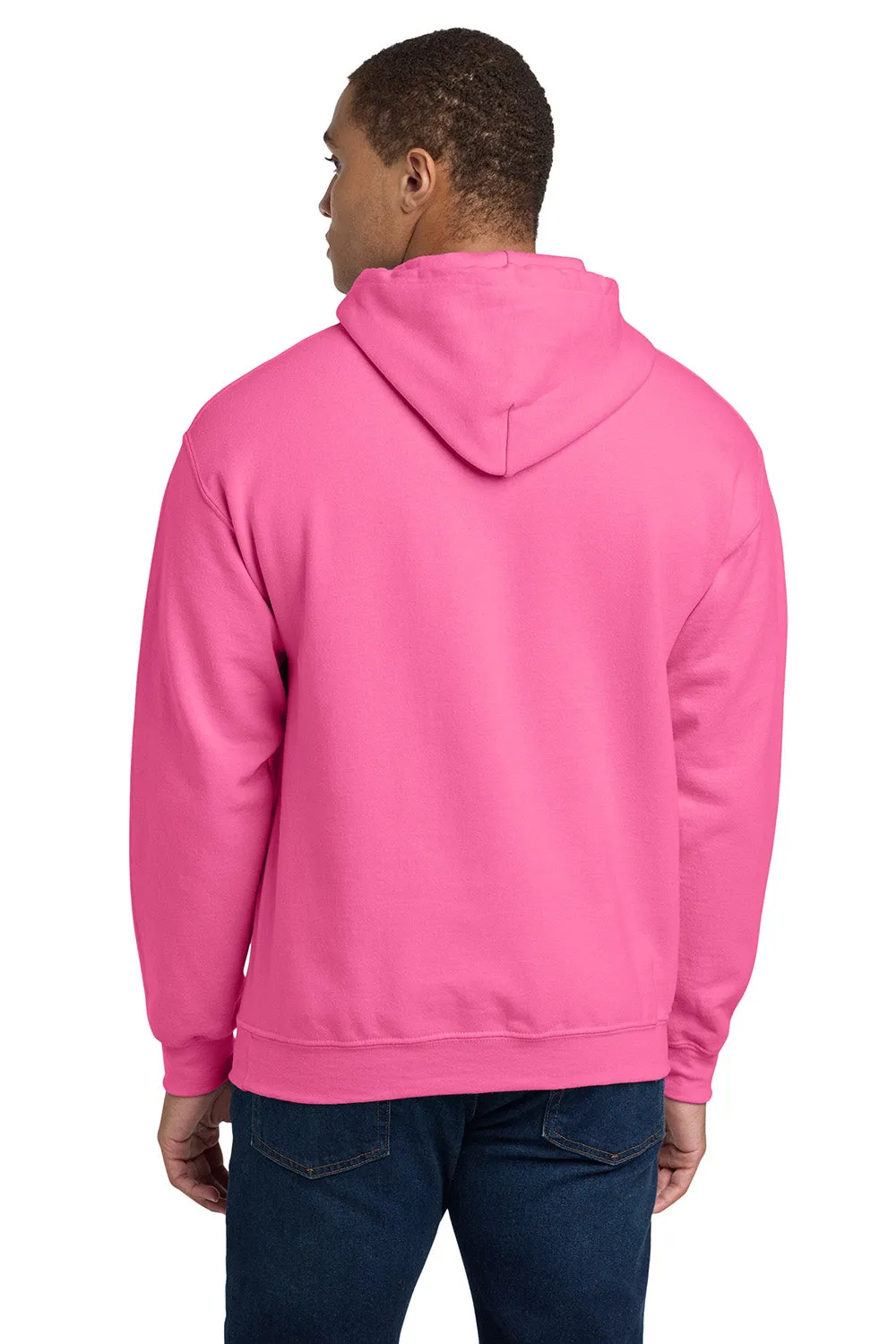 Gildan Herren Kapuzenpullover mit pillenresistentem Material und Eingrifftasche - Sicherheitsrosa