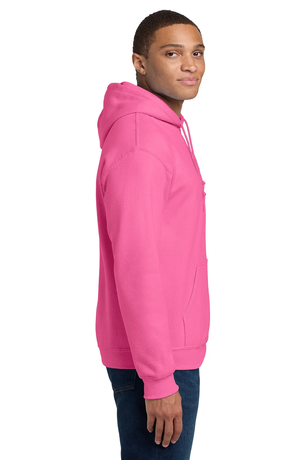 Gildan Herren Kapuzenpullover mit pillenresistentem Material und Eingrifftasche - Sicherheitsrosa