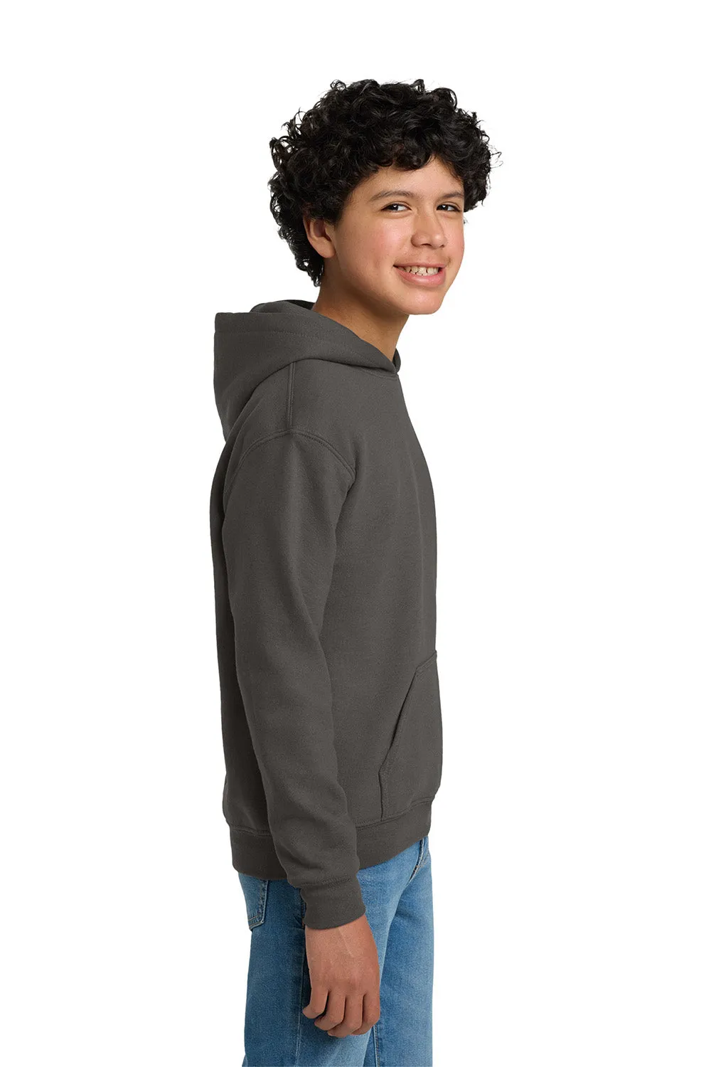 Gildan Jugendliche Pillenresistente Kapuzenpullover Hoodie mit Beuteltasche - Kohlegrau