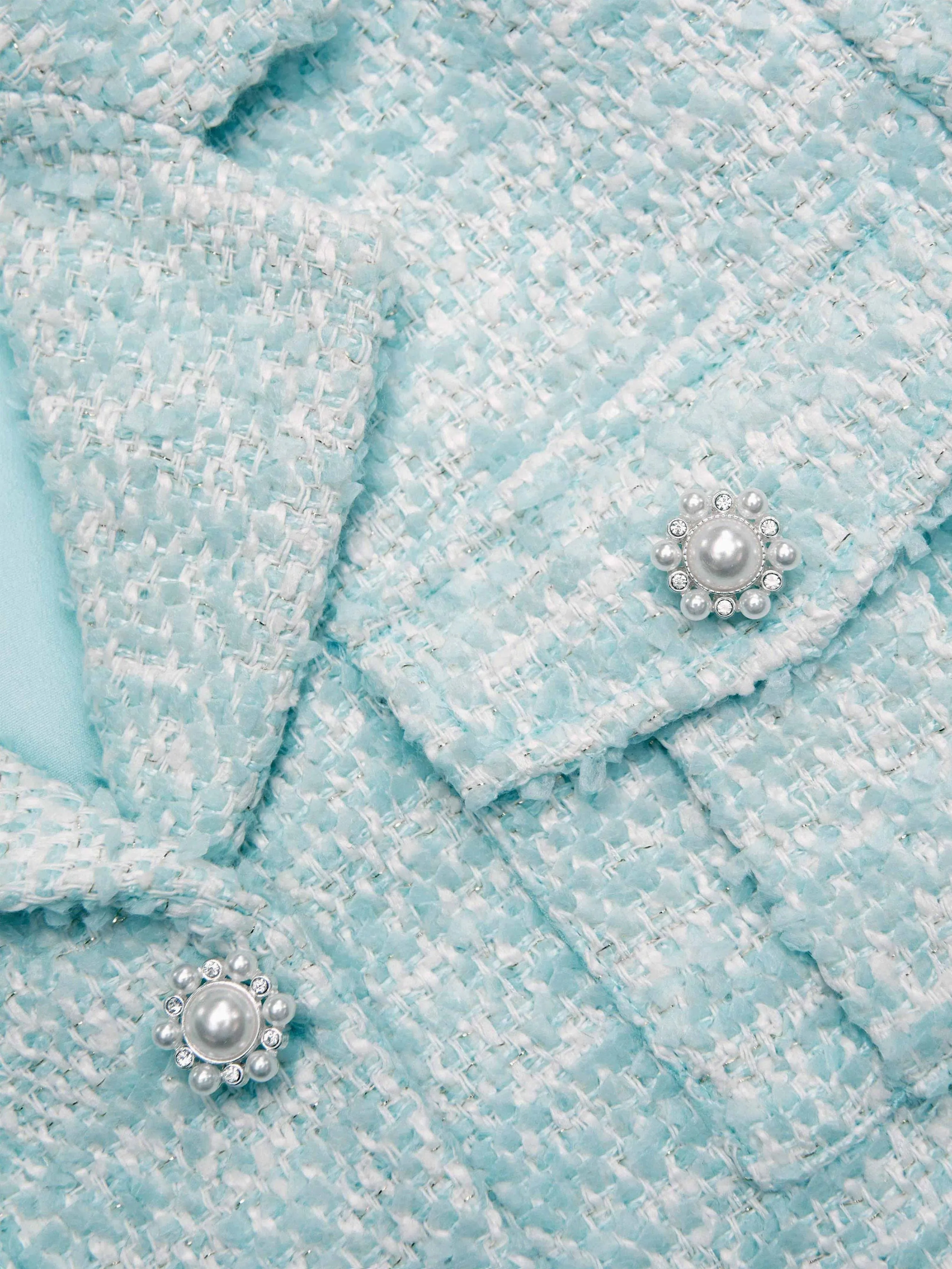Mädchen Bouclé Blumen Pailletten Jacke in Blau