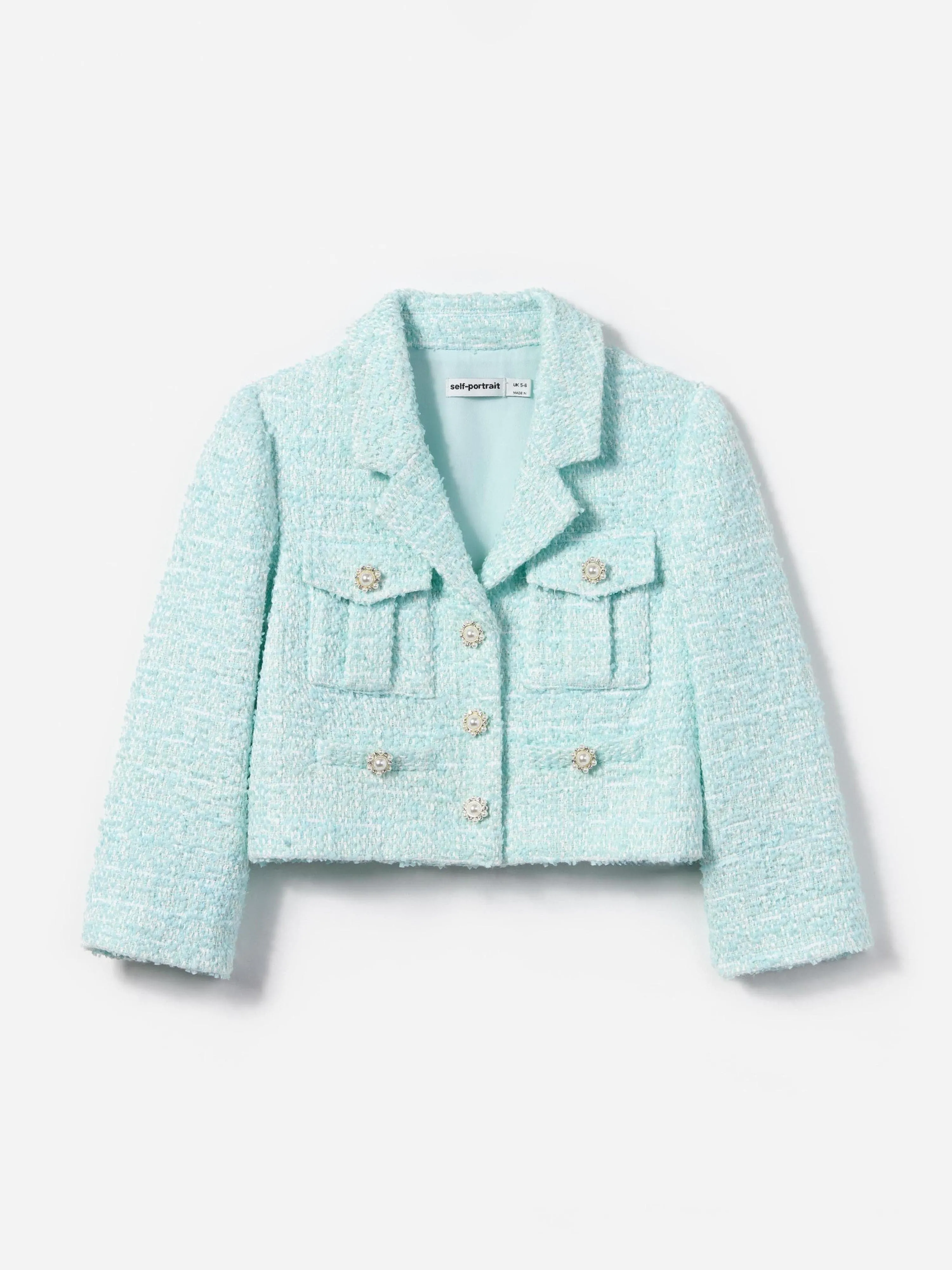 Mädchen Bouclé Blumen Pailletten Jacke in Blau