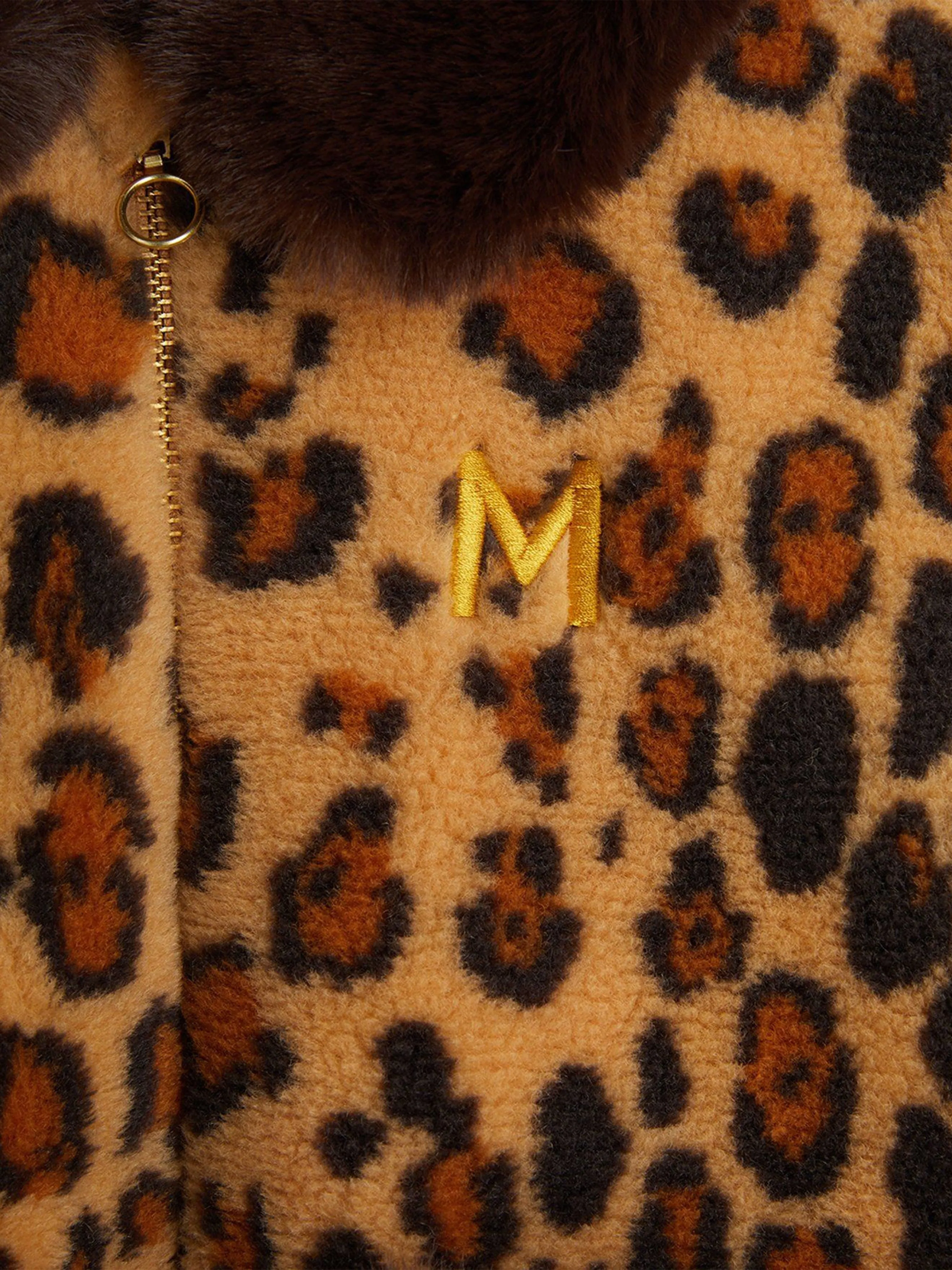 Mädchen Leopard Kunstpelz Jacke in Braun