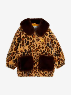 Mädchen Leopard Kunstpelz Jacke in Braun