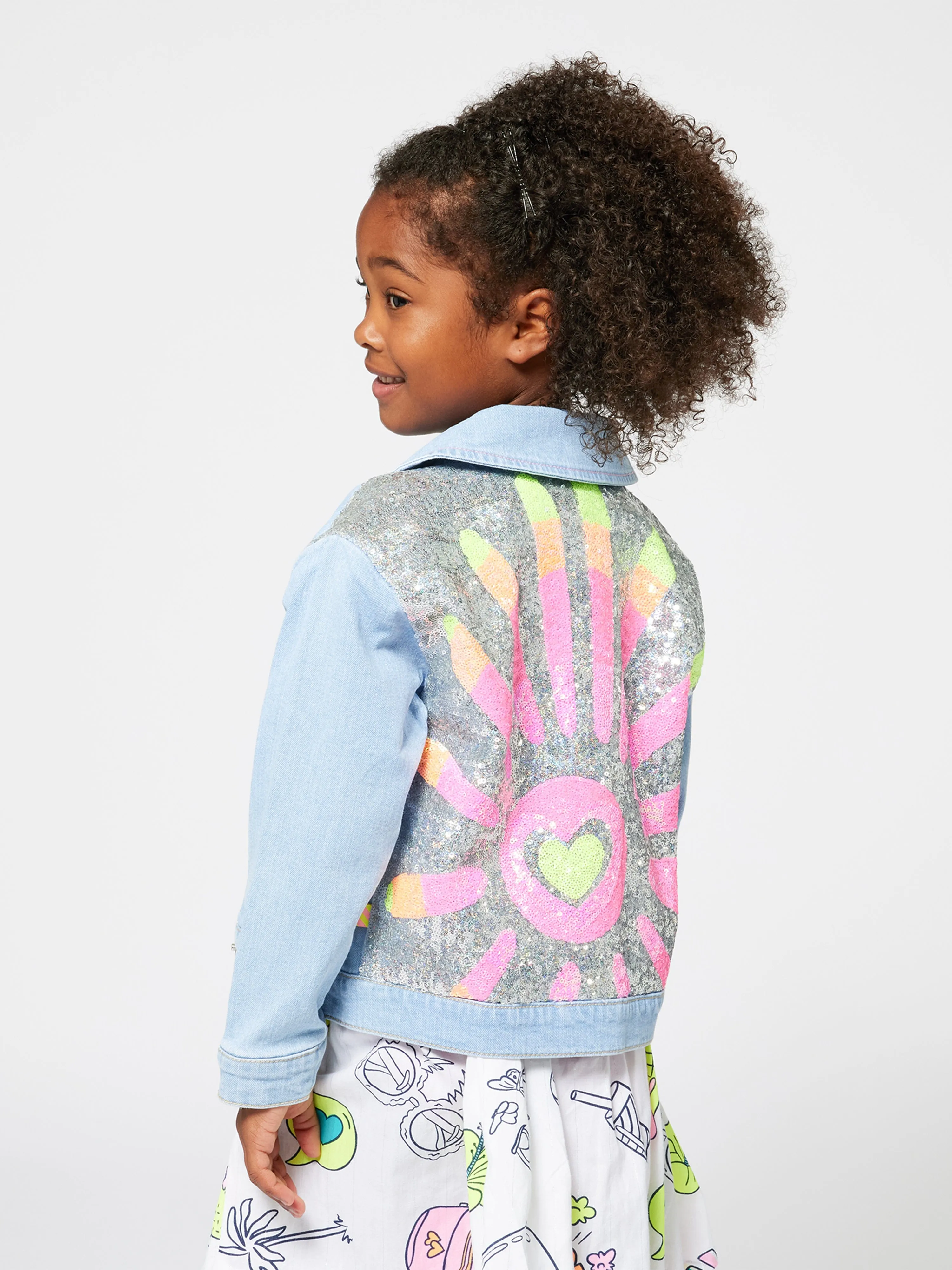 Mädchen Pailletten Denim Jacke in Blau
