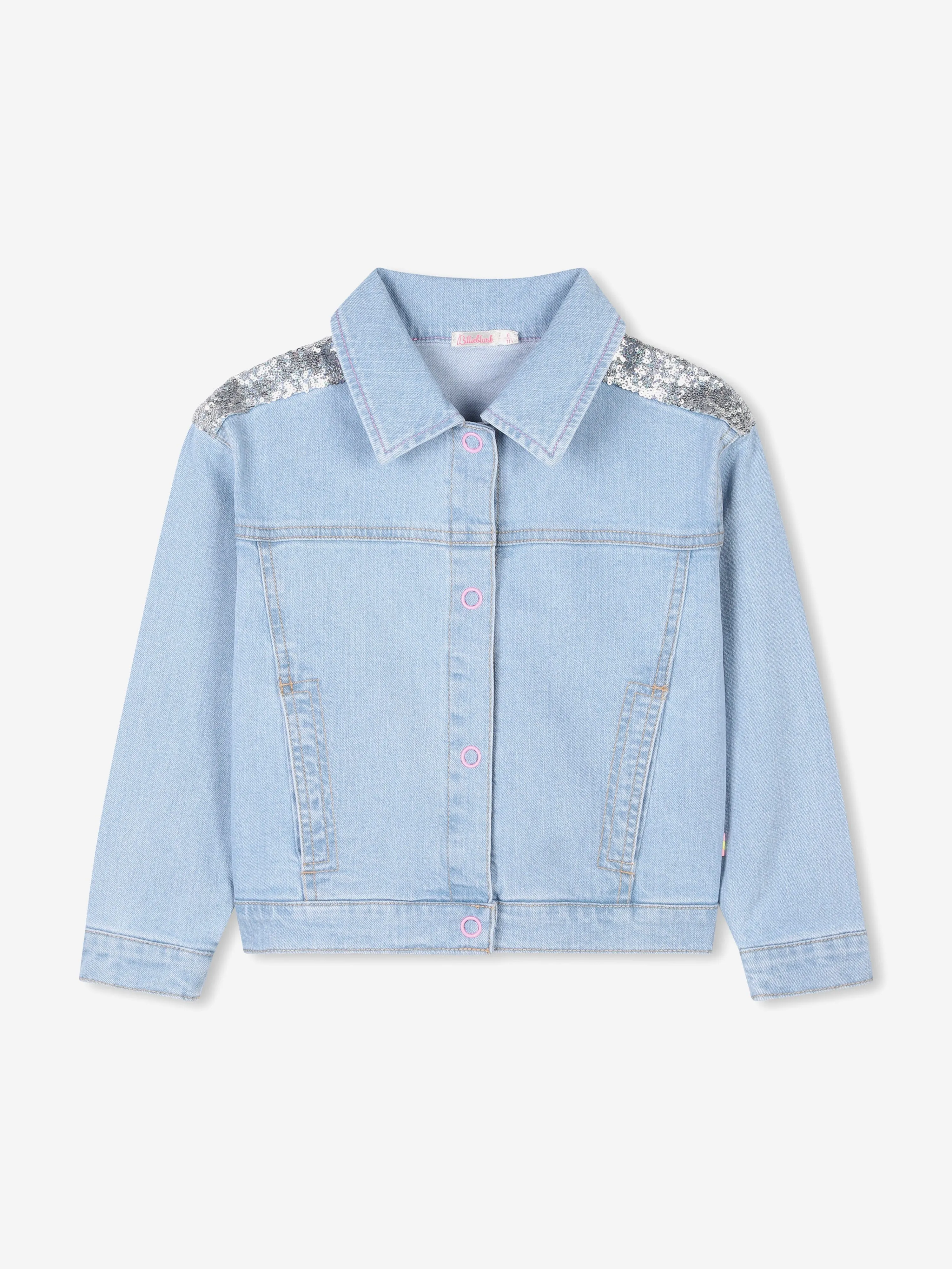 Mädchen Pailletten Denim Jacke in Blau