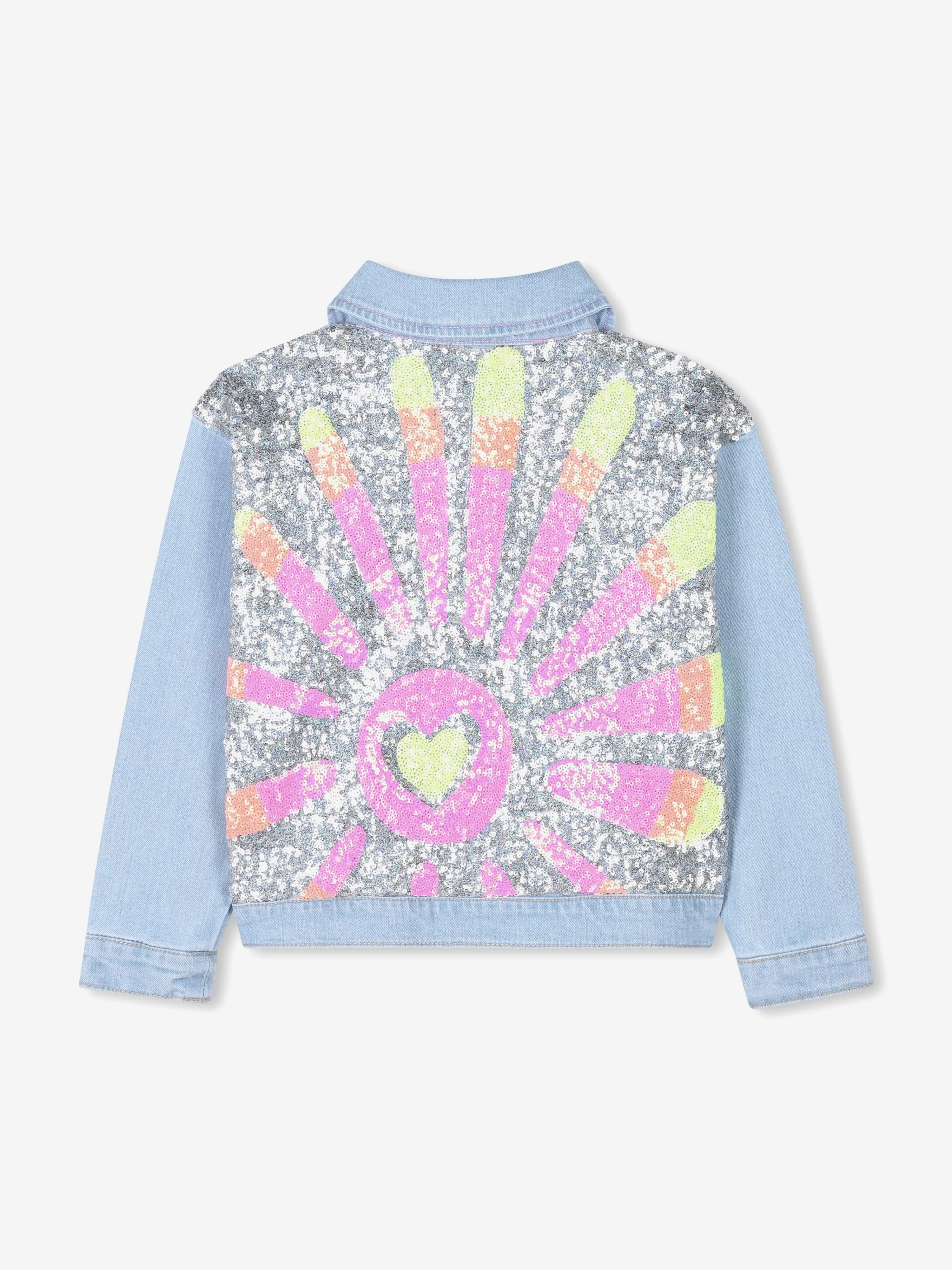 Mädchen Pailletten Denim Jacke in Blau