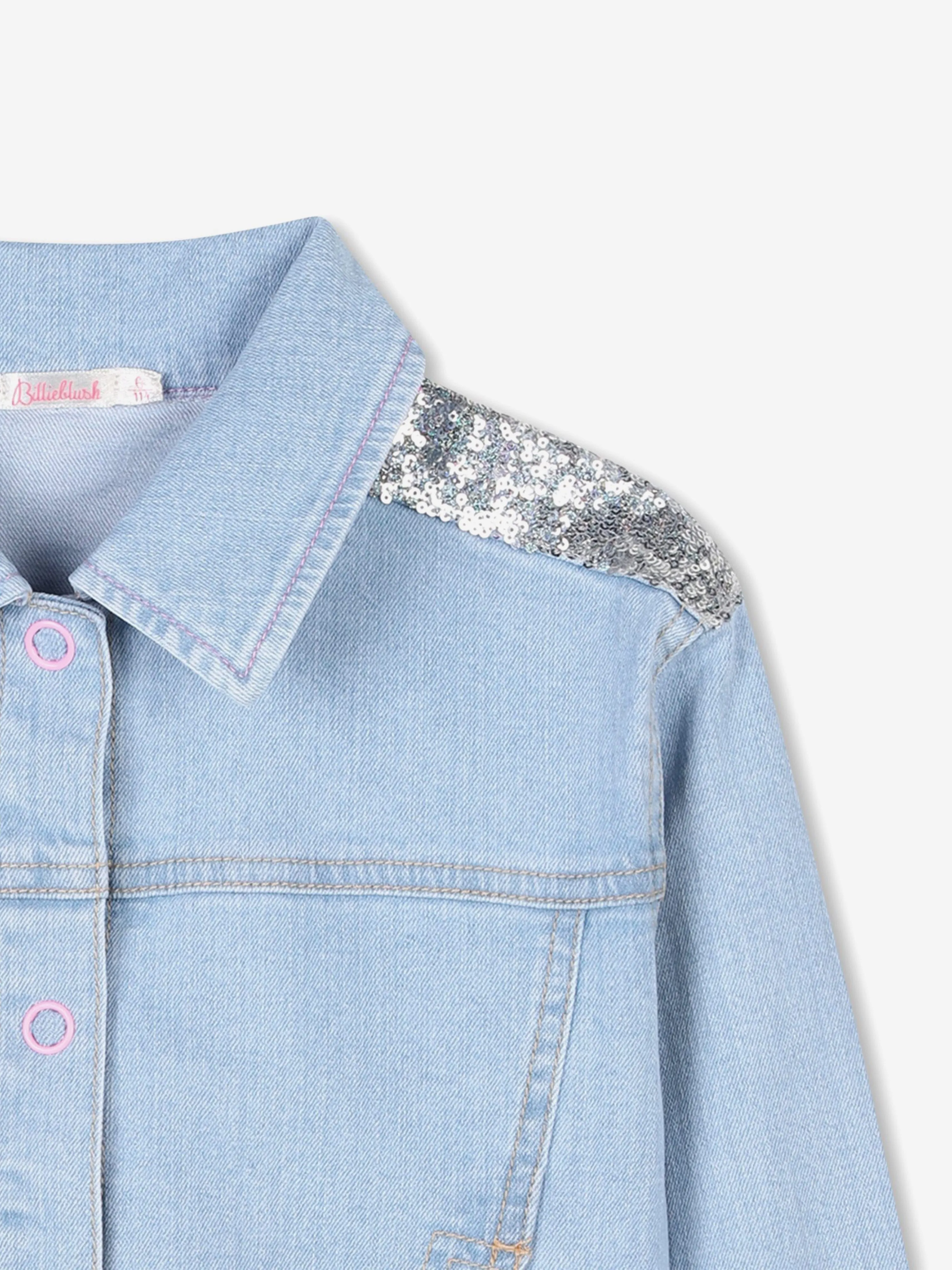 Mädchen Pailletten Denim Jacke in Blau