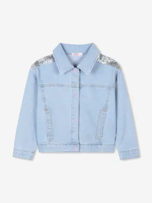 Mädchen Pailletten Denim Jacke in Blau