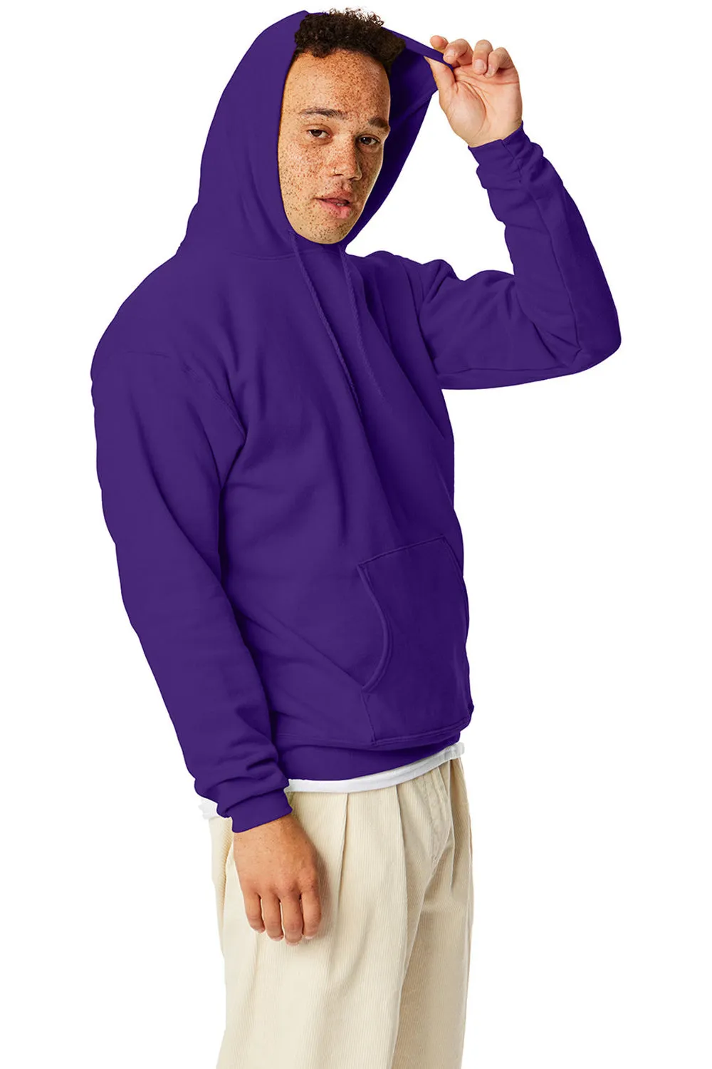 Hanes Herren EcoSmart Print Pro XP pillresistente Kapuzenpullover Hoodie mit Beuteltasche - Athletic Purple